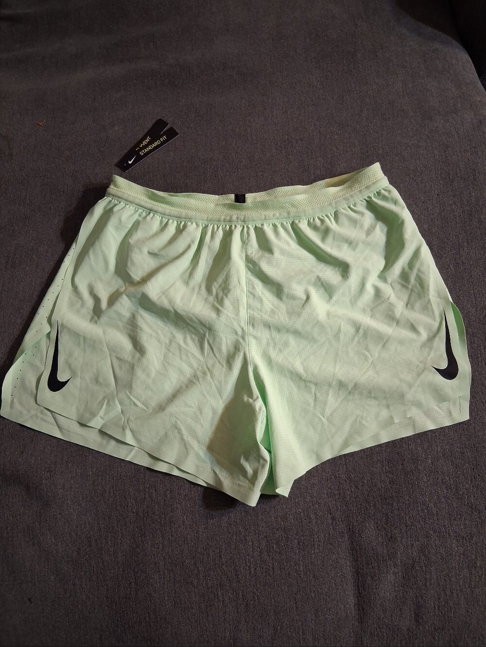 Nike Men Light Mint Athletic Shorts with Black Swoosh